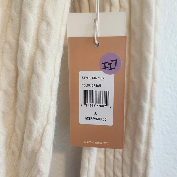 Cyrus Women's Size Small Long Sleeve‎ Knit Cream Sweater NWT - Picture 5 of 5